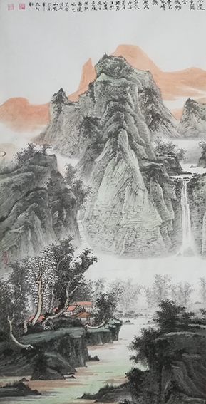 吴以梵作品3《水边重阁含飞动 云里孤峰类削成》